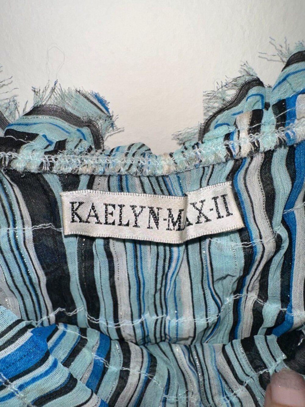 Kaelyn Max-II Blue Striped Ruffle Tank Top - Picture 4 of 4